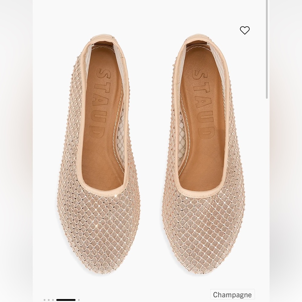 STAUD Alba Ballet Flat Mesh Crystal